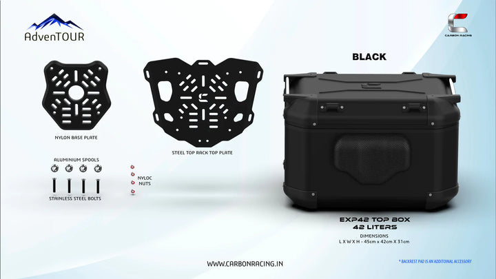 AdvenTOUR EXPLORER Top Box - 42 Liters (EXP42) + With Universal Mounting Kit (UTRK01)