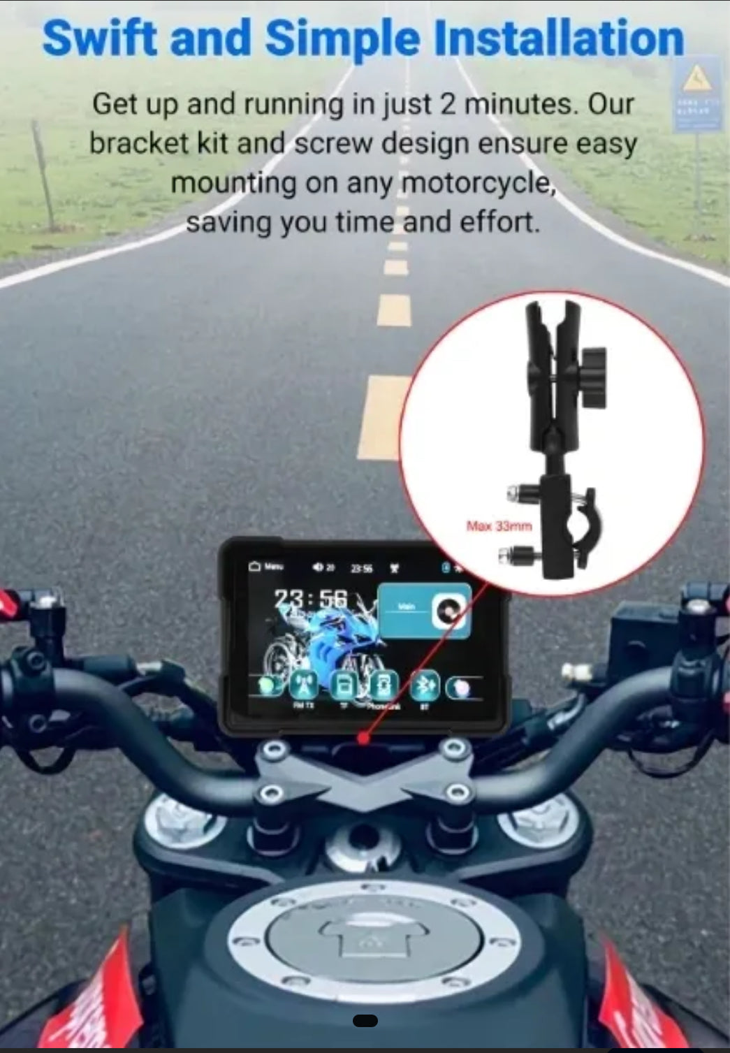 Proplay- Q5 Motorcycle Dash Cam and Navigation System with TPMS