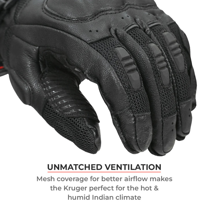 Viaterra- Kruger Full Gauntlet Riding Gloves- Black