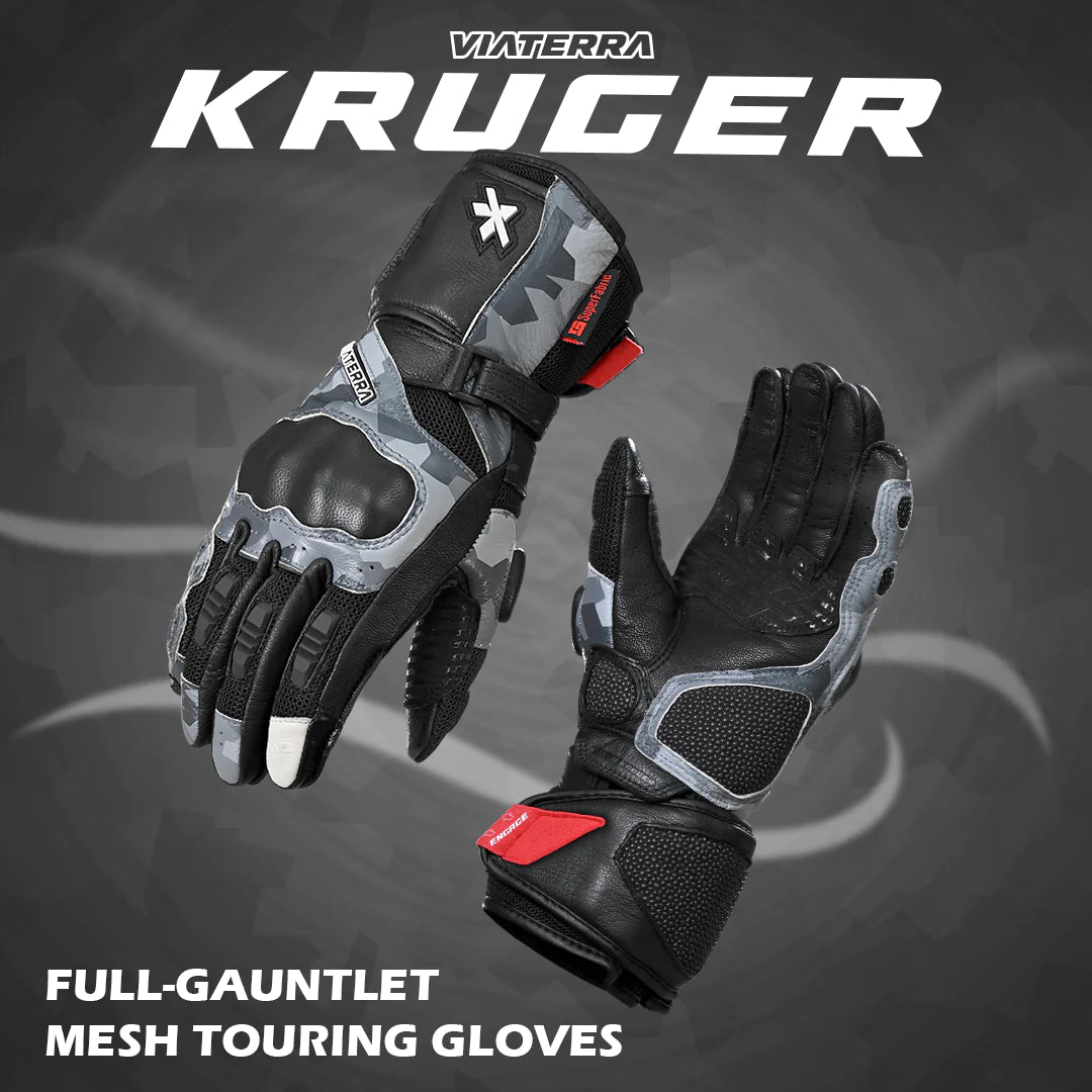 Viaterra- Kruger Full Gauntlet Riding Gloves- Black