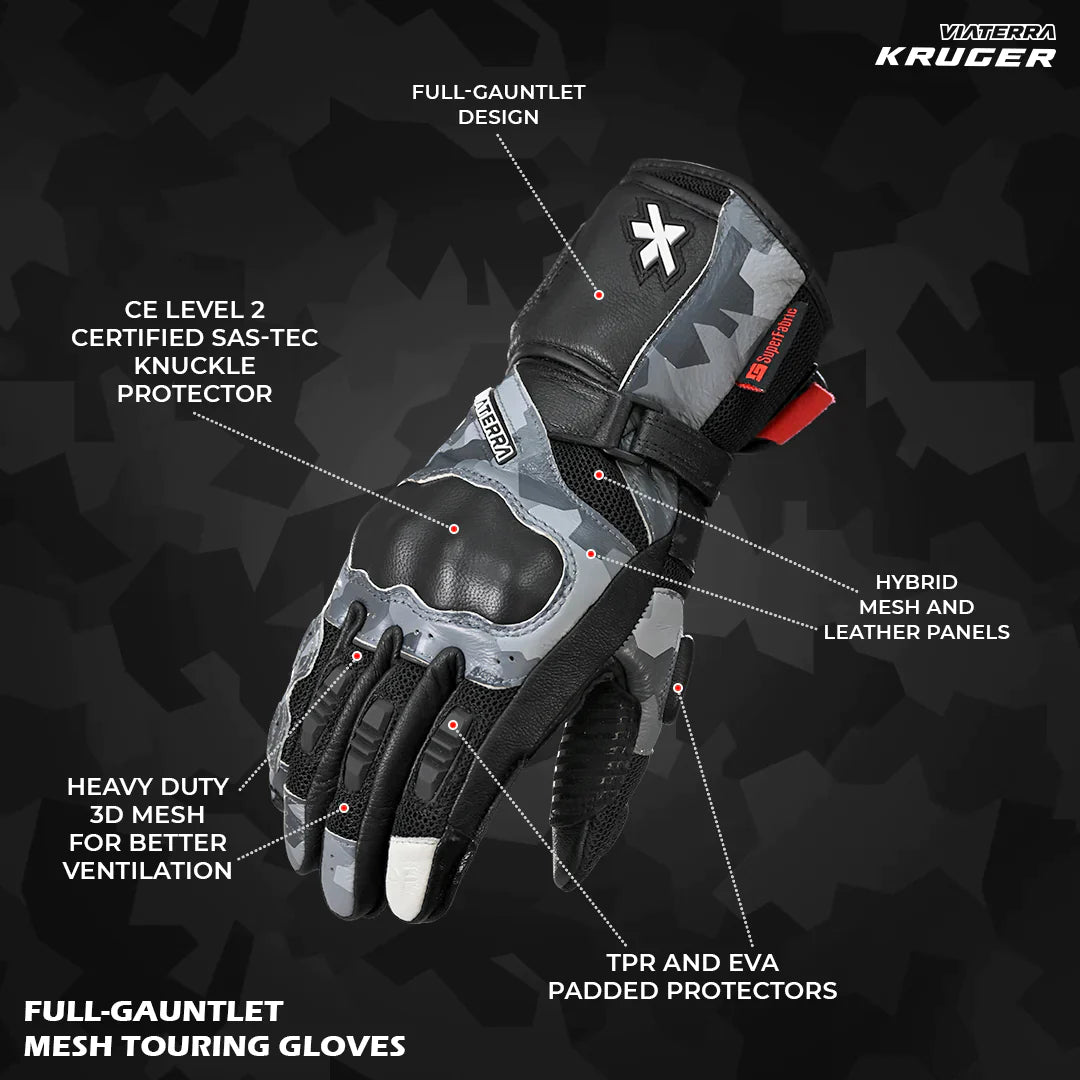 Viaterra- Kruger Full Gauntlet Riding Gloves- Camo