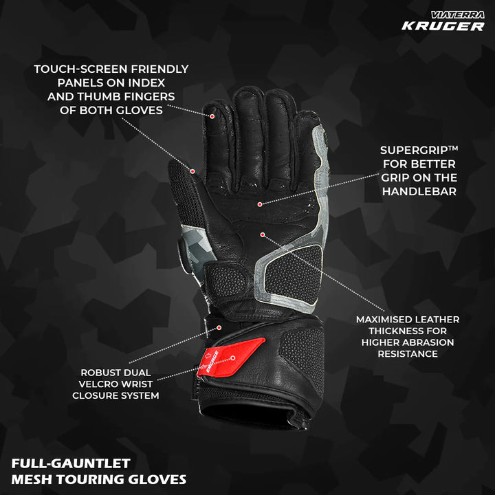 Viaterra- Kruger Full Gauntlet Riding Gloves- Camo