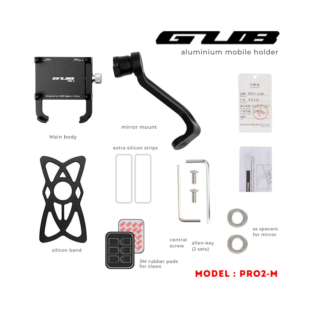 GUB PRO 2 – Mobile Mount (Mirror) – Biker's Pad