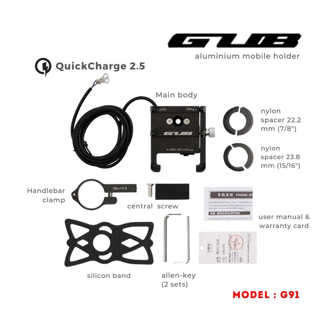 GUB- G91 Mobile Mount (2.5A Charger)