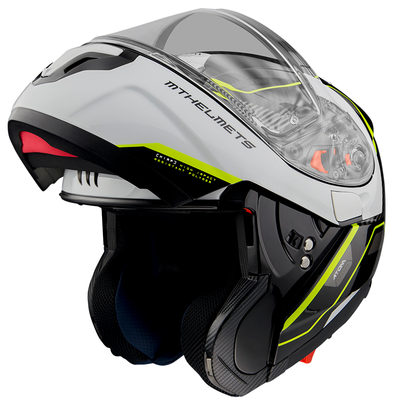 MT- Atom SV- B3 White Yellow- FLIPUP Helmet