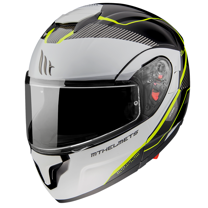 MT- Atom SV- B3 White Yellow- FLIPUP Helmet