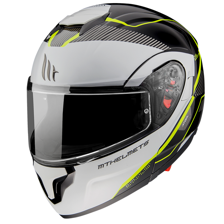 MT- Atom SV- B3 White Yellow- FLIPUP Helmet