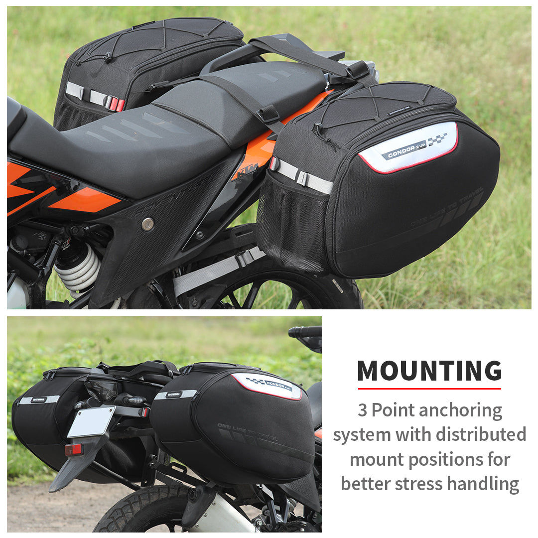 ViaTerra- Condor 2UP 100% Waterproof Saddle Bags- 64L