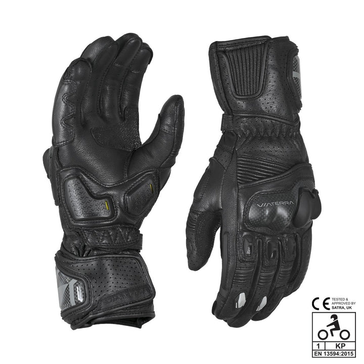 Viaterra- Grid Full Gauntlet Riding Gloves- Black