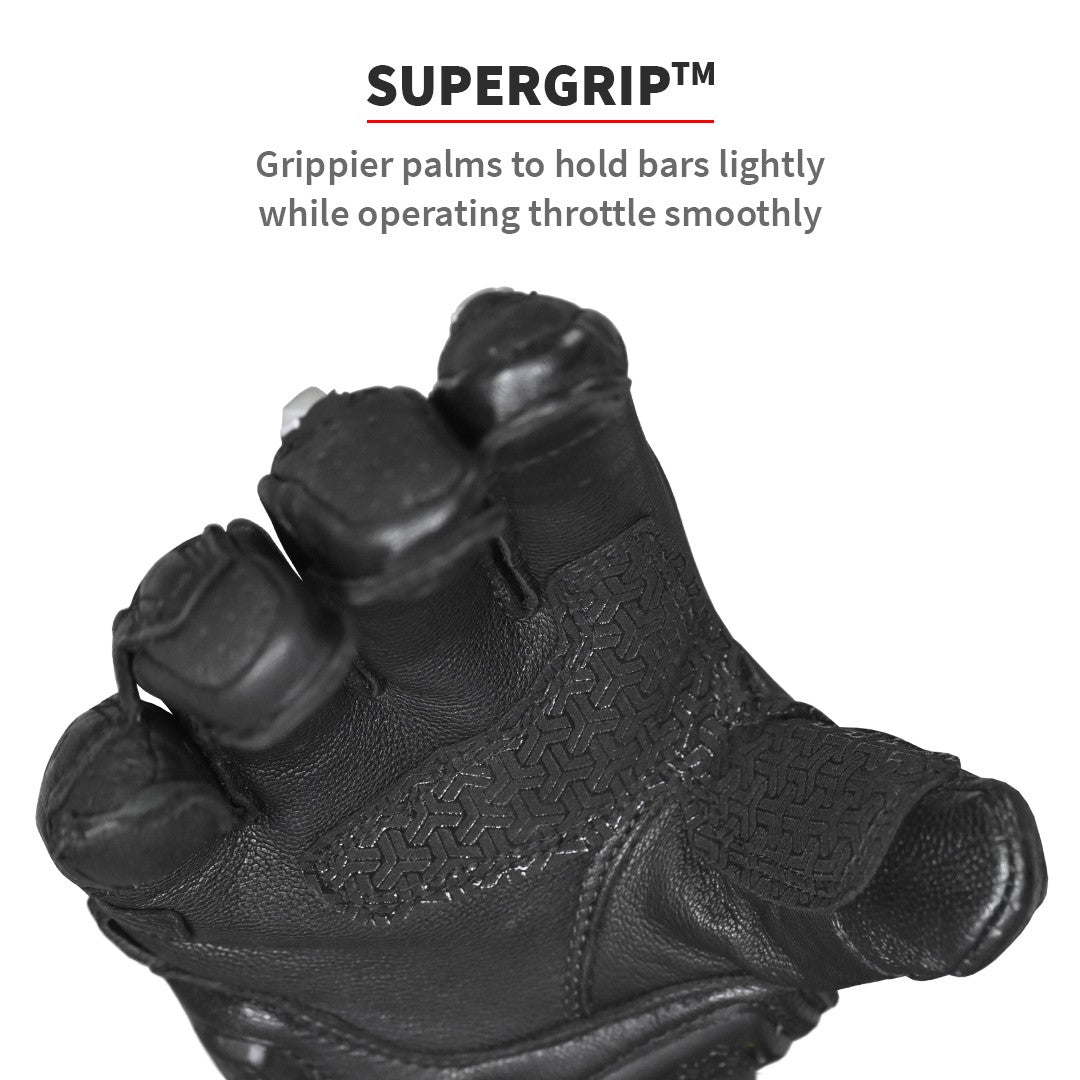 Viaterra- Grid Full Gauntlet Riding Gloves- Black