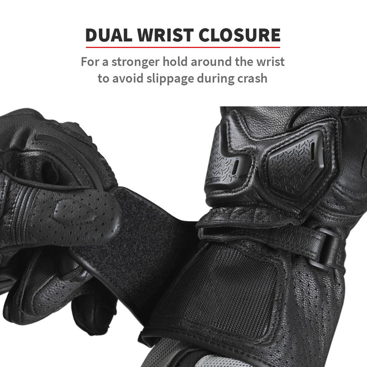 Viaterra- Grid Full Gauntlet Riding Gloves- Black