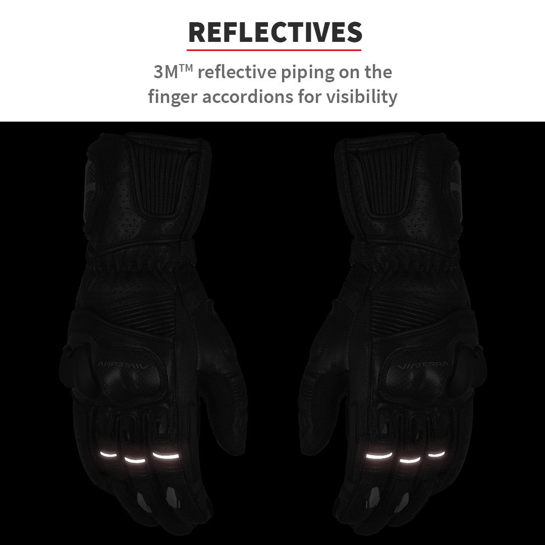 Viaterra- Grid Full Gauntlet Riding Gloves- Black