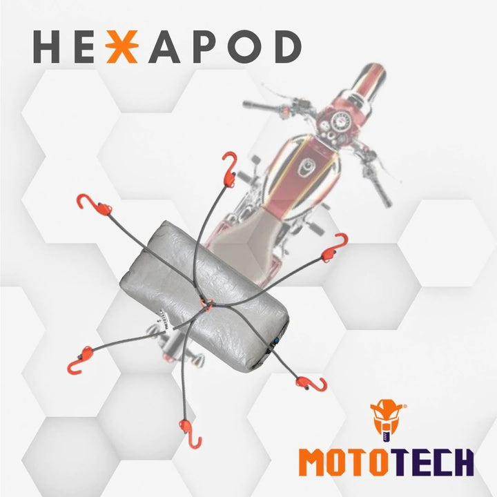 MotoTech - Hexapod Bungee Tie-down System - 32" / 80cms - Grey + Orange