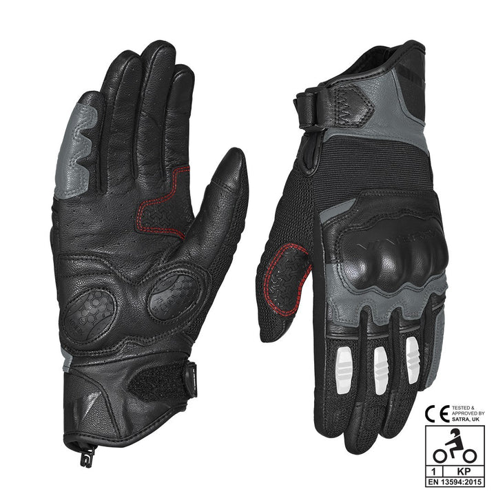 Viaterra- Holeshot Short Riding Gloves- Gunmetal