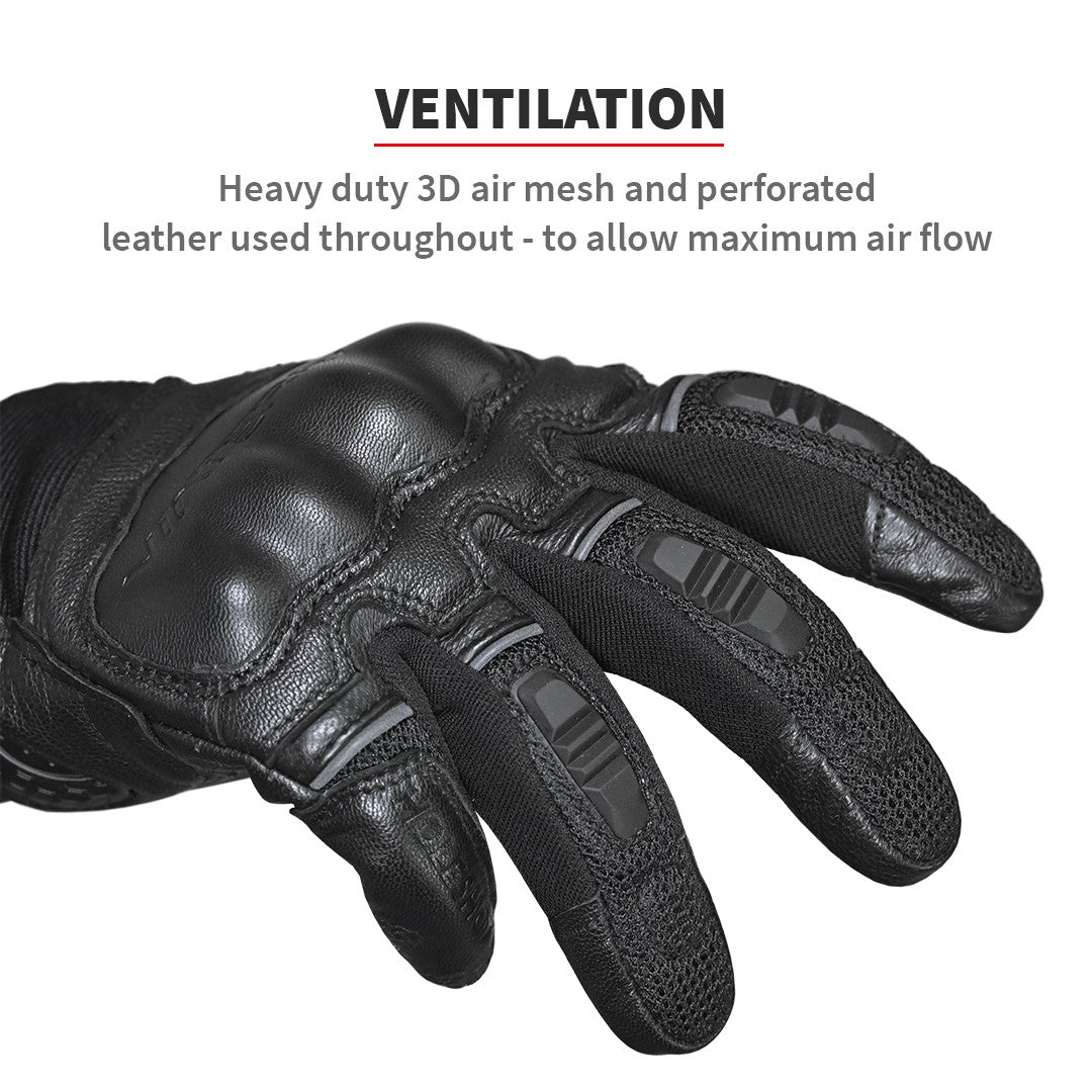 Viaterra- Holeshot Short Riding Gloves- Black